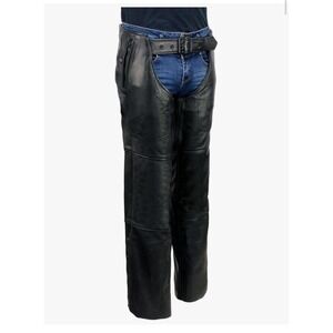 Milwaukee Leather USA MADE MLM5571 Men's Black Rough Rider Premium Leather Chaps